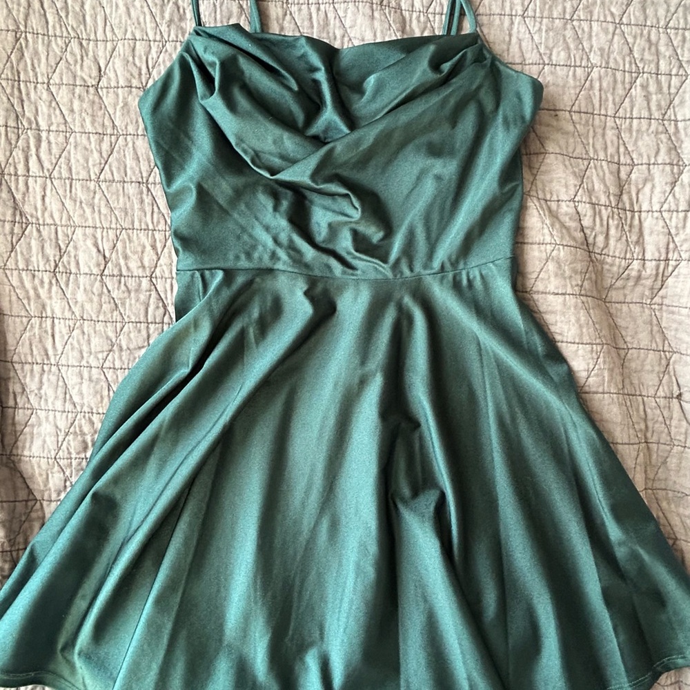 City Studio Green Ruched Tiered Mini Dress